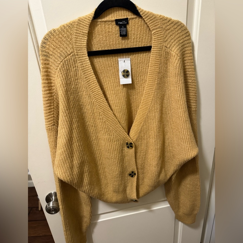 Yellow button up sweater